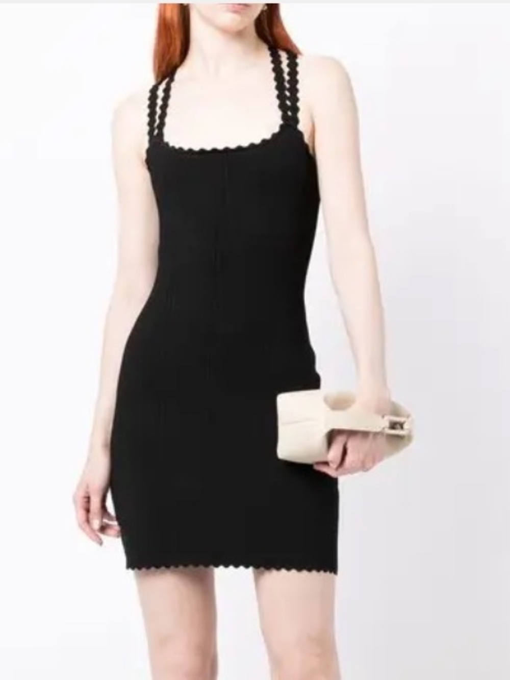 Victoria Beckham scalloped strap mini dress size 4 bodycon fitted